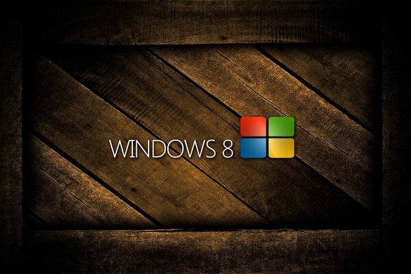 Логотип microsoft windows 8 на деревянном фоне